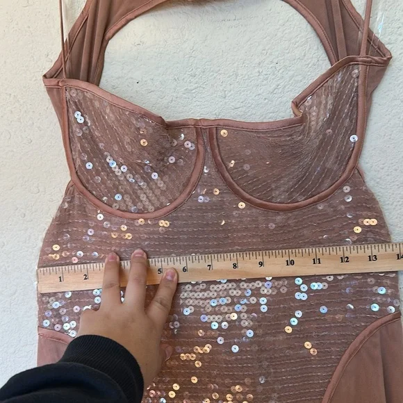 HOUSE OF CB S D-DD 'Bonita' Cafe Au Lait Sequin Maxi Dress NWOT size S - Picture 7 of 15